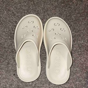 White Gucci Platform Slides